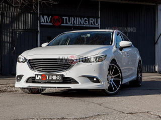 Комплект обвеса для рестайлинга Mazda 6 / Atenza GJ (2015 - 2018) FL Комплект обвеса SkyActiv для Mazda 6 / Atenza GJ (2012 - 2018) Клыки пер + зад, пороги, спойлер вставка в передние клыки.