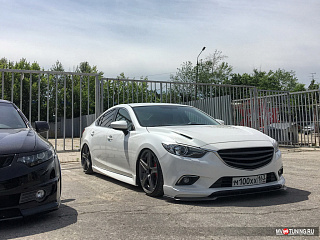 Комплект обвеса Lite Style для Mazda 6 / Atenza GJ (2012 - 2018), Клыки пер + зад, пороги, сплиттер