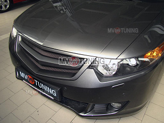 Решетка радиатора "Sport" (СЕТКА В КОМПЛЕКТЕ) var №3 Honda Accord 8 (VIII) / Acura TSX (CU/CW) (2008-2010) + УСТАНОВОЧНЫЙ КОМПЛЕКТ